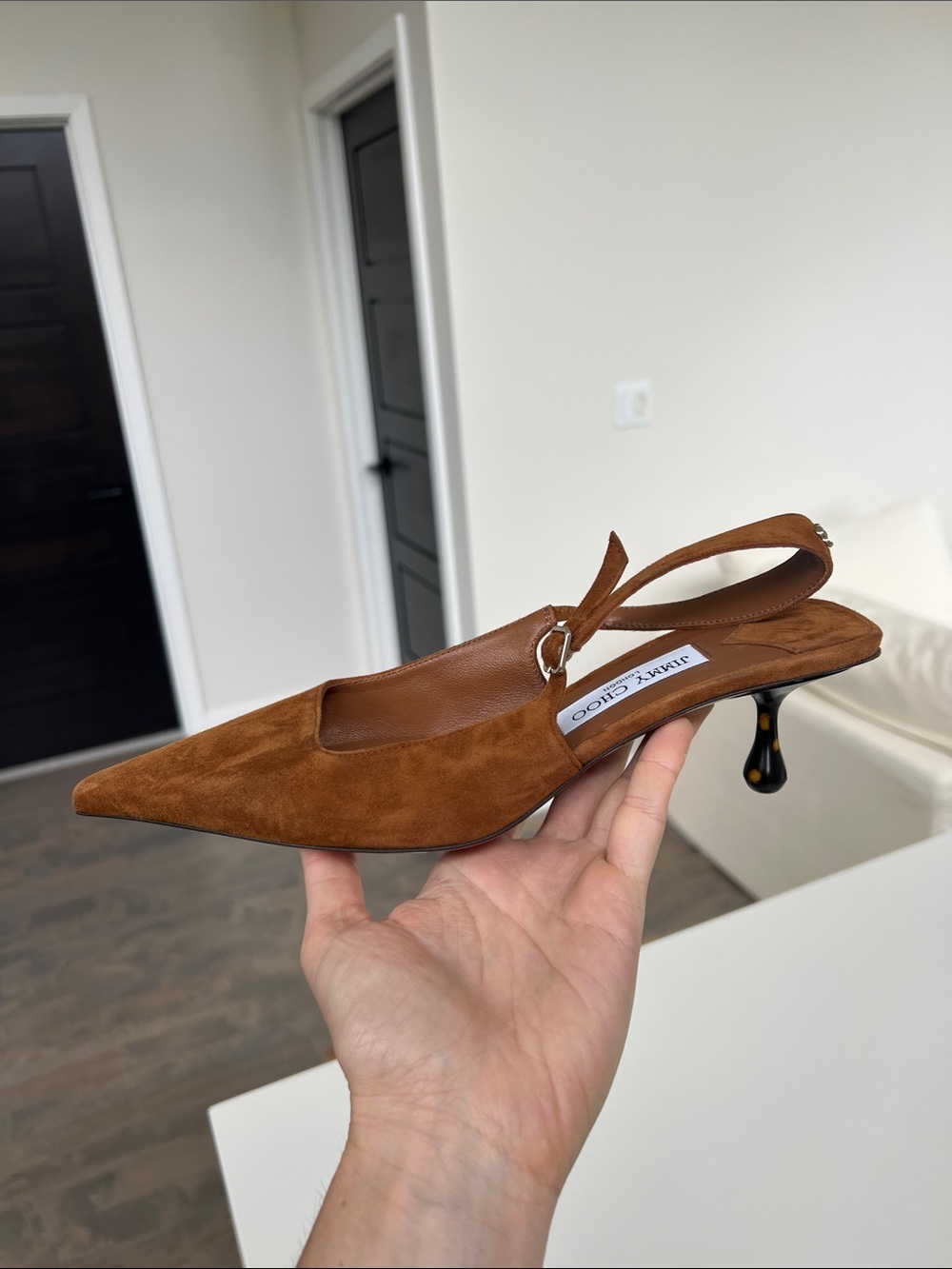 Jimmy Choo didi 45 caramel brown suede leather slingback pointed toe pumps 39 - Picture 8 of 10